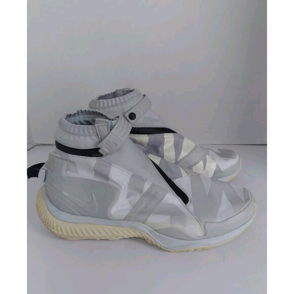 Modern High-Top Sneakers Geometric Pattern Athletic Urban‎ Streetwear Grey White main image 2